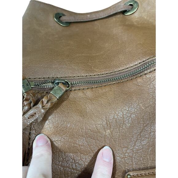 The Sam Camino Leather Boho Backpack Cognac Color Boho Hippie 90s Style - Picture 8 of 10